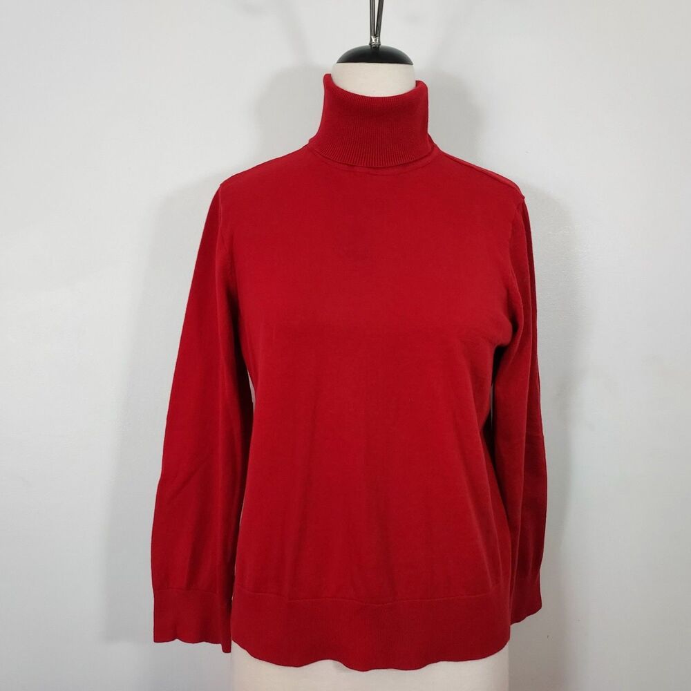 Chaps Red Turtleneck Top Women Size XXL Pullover Stretch 100% Cotton - Picture 2 of 12